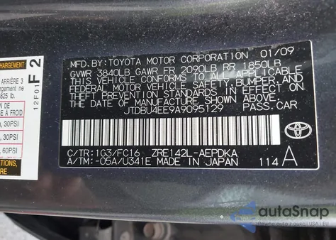 2010 Toyota Corolla Le from USA, damaged, VIN JTDBU4EE9A9095129